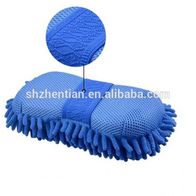 Chenille Microfiber Dual Scrubber with Built-in Hand Strap/Absorbent and Scratch-Free Clean